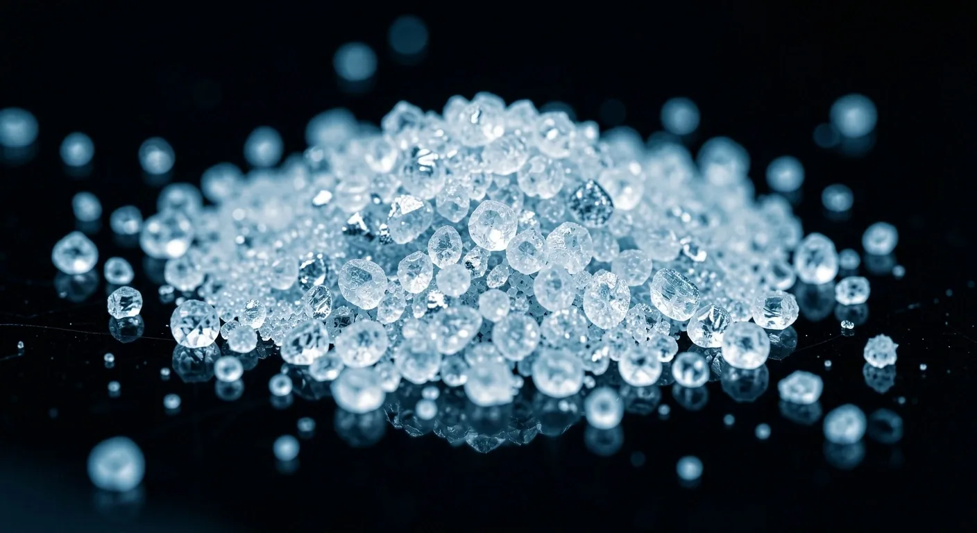 Crystalline mineral supplements on a dark surface